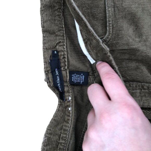 Calvin Klien Jeans Corduroy Pants Size 34 Olive Green/Brown - Picture 7 of 10